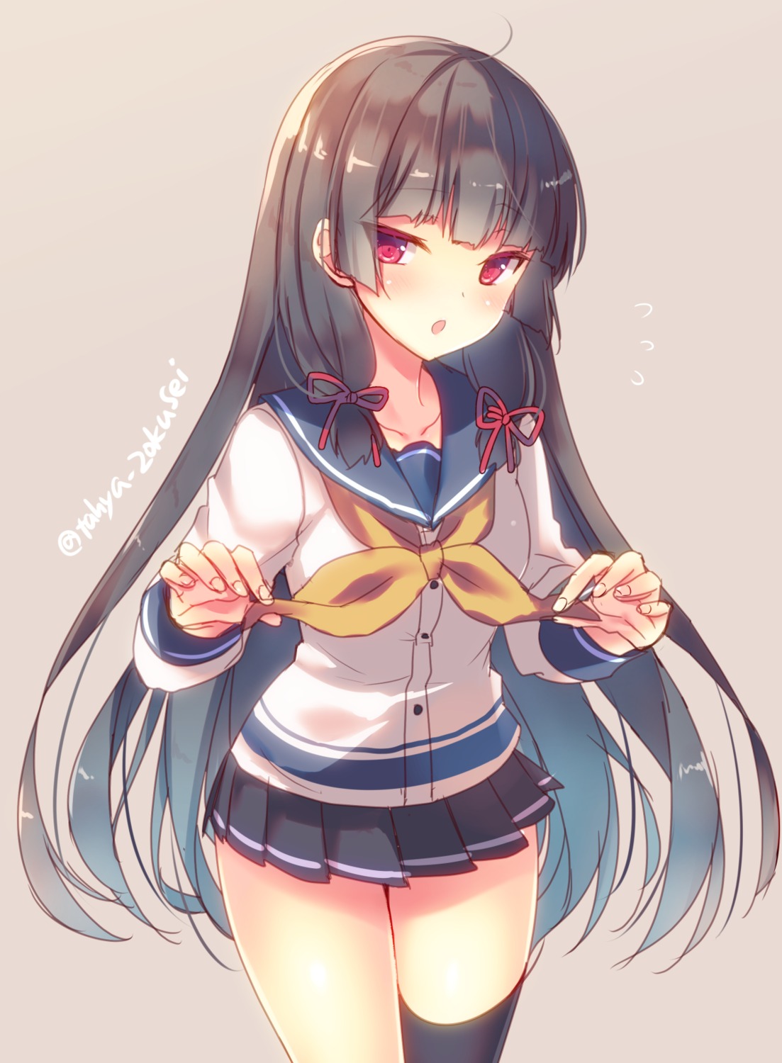 isokaze_(kancolle) kantai_collection seifuku tahya thighhighs