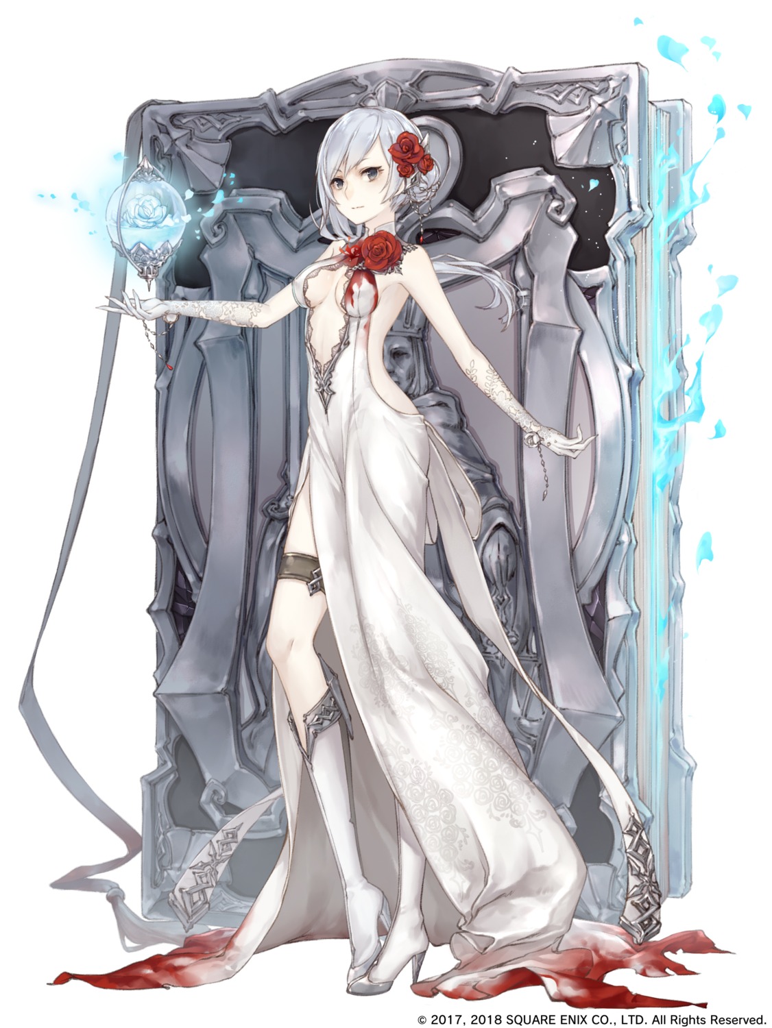 blood dress garter heels ji_no no_bra sinoalice snow_white_(sinoalice)