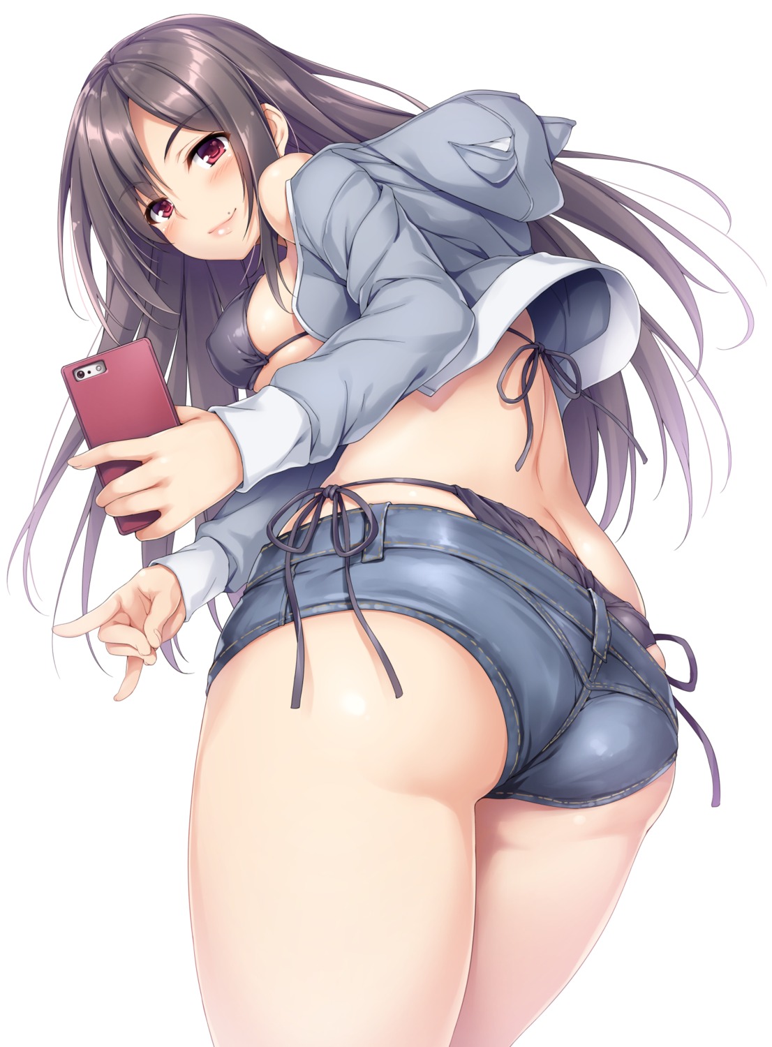 akizora_momiji ass bikini erect_nipples open_shirt swimsuits