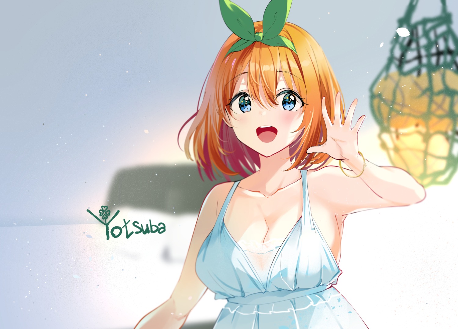 5-toubun_no_hanayome cleavage dress nakano_yotsuba no_bra nonbire see_through summer_dress