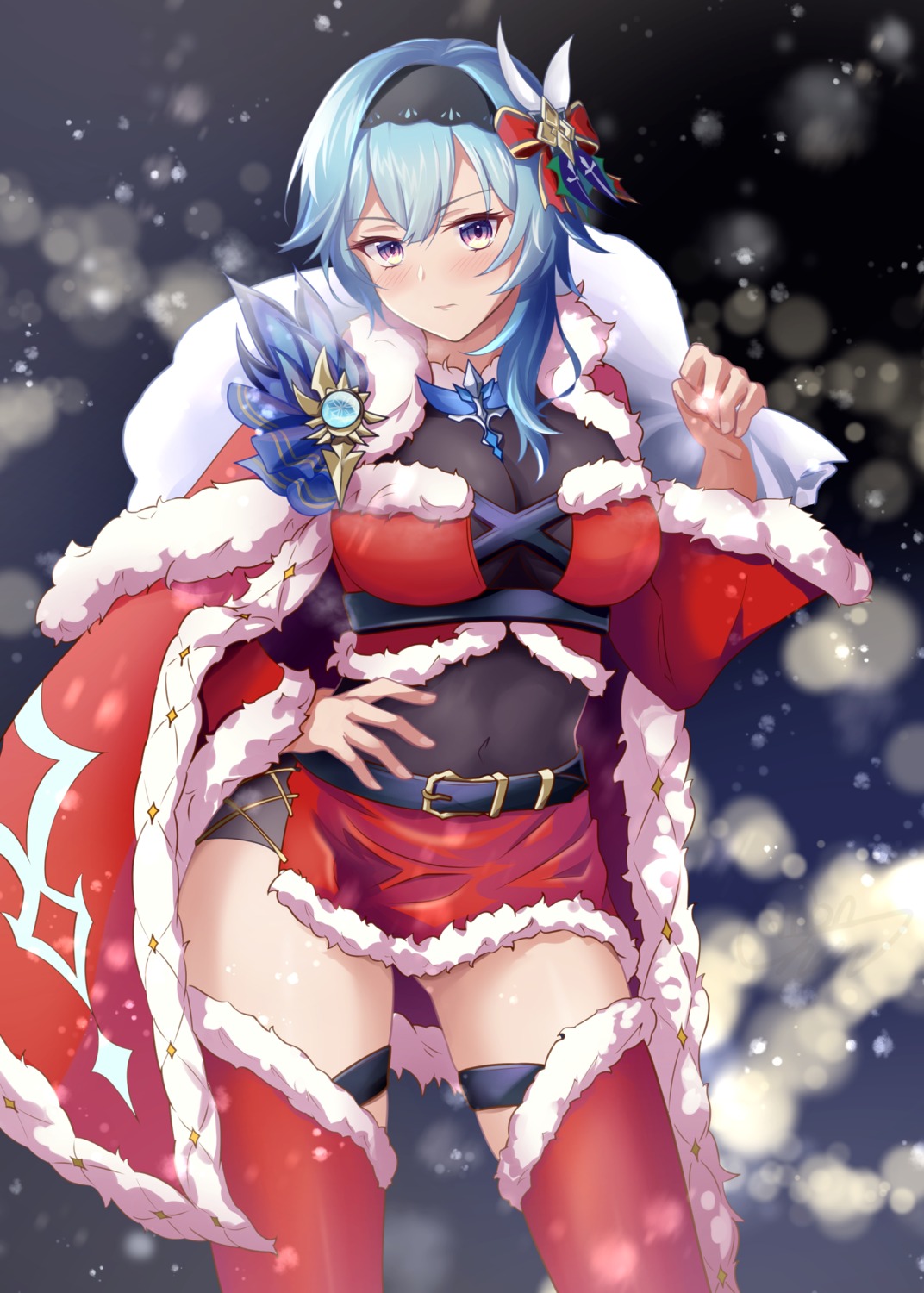 christmas eula garter genshin_impact mon-chan thighhighs