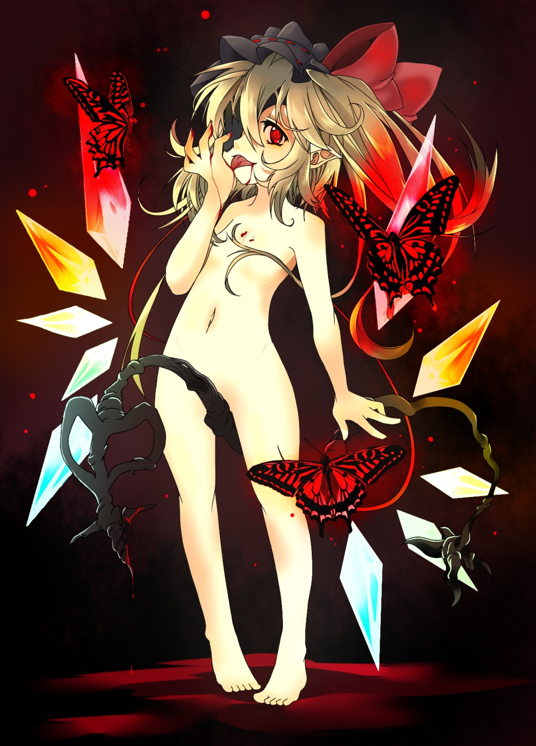 blood eyepatch flandre_scarlet kotomuke_fuurin loli naked touhou