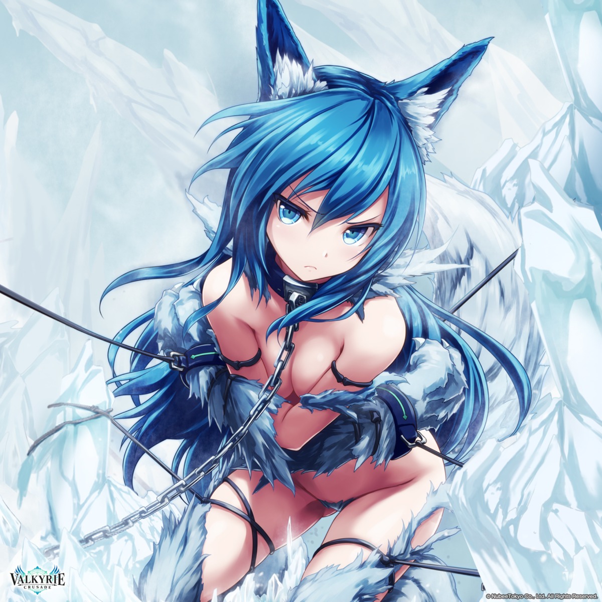 akkijin animal_ears bondage breast_hold cleavage fenrir maebari naked shinkai_no_valkyrie tail thighhighs