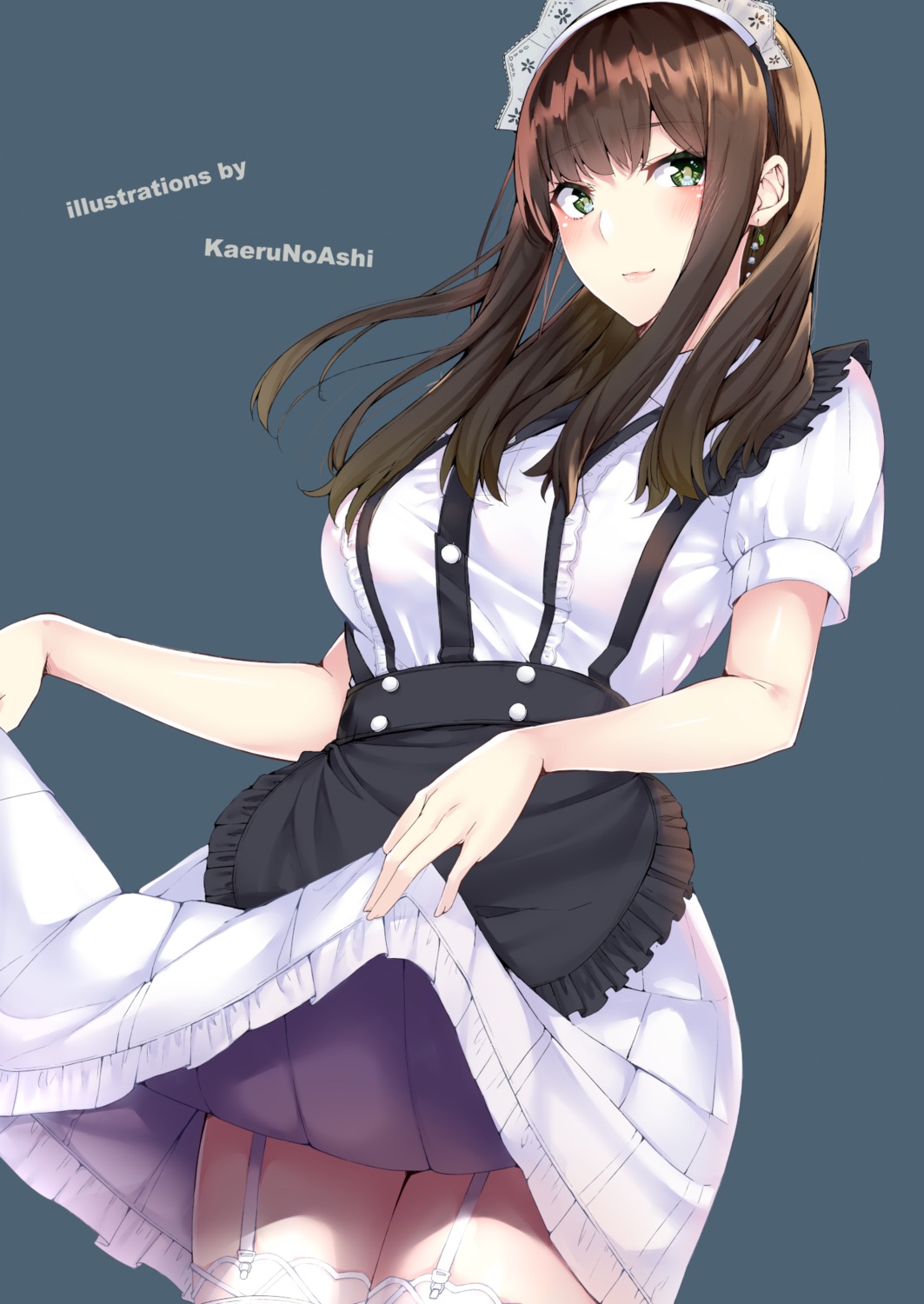 kaeru_no_ashi maid skirt_lift stockings thighhighs