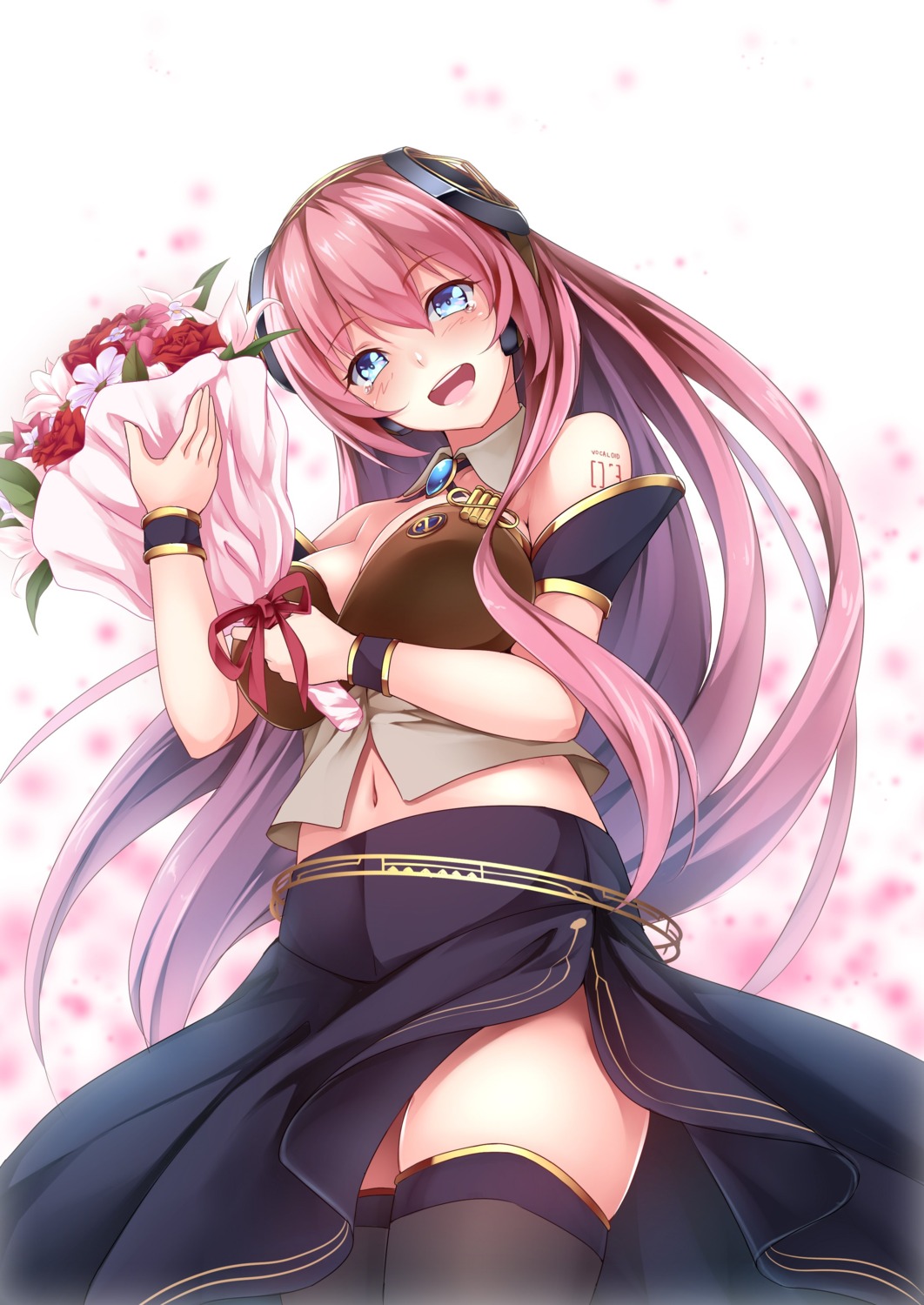 bit cleavage megurine_luka tattoo thighhighs vocaloid