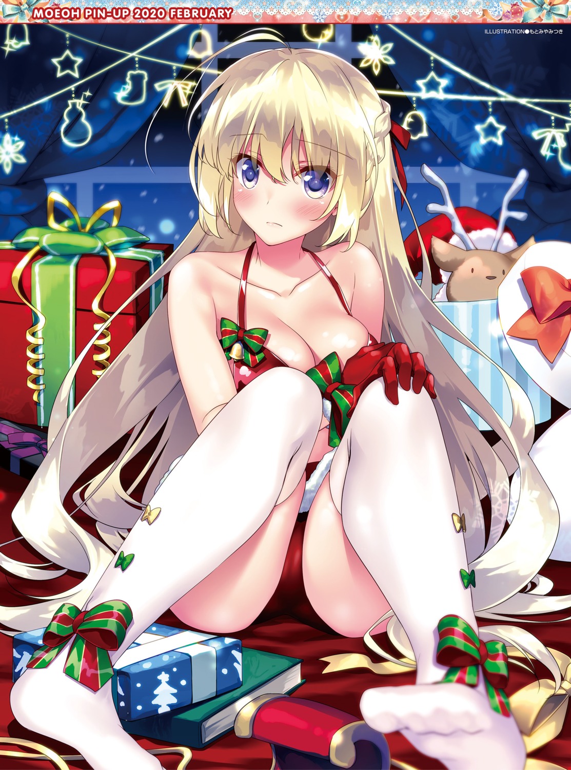 bra cameltoe christmas feet motomiya_mitsuki pantsu skirt_lift thighhighs