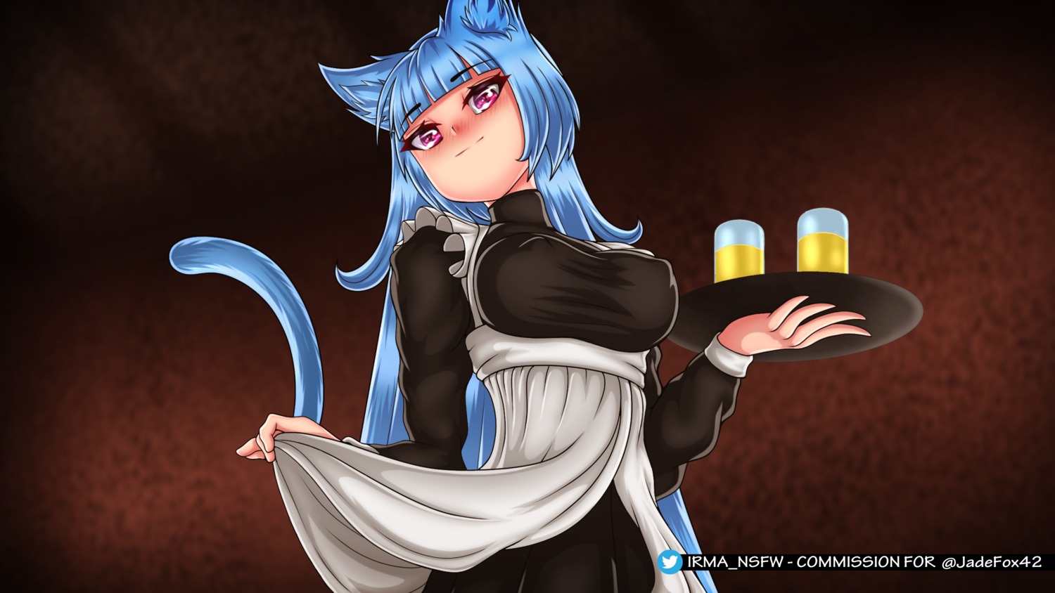 animal_ears erect_nipples irma_(artist) maid nekomimi tail wallpaper