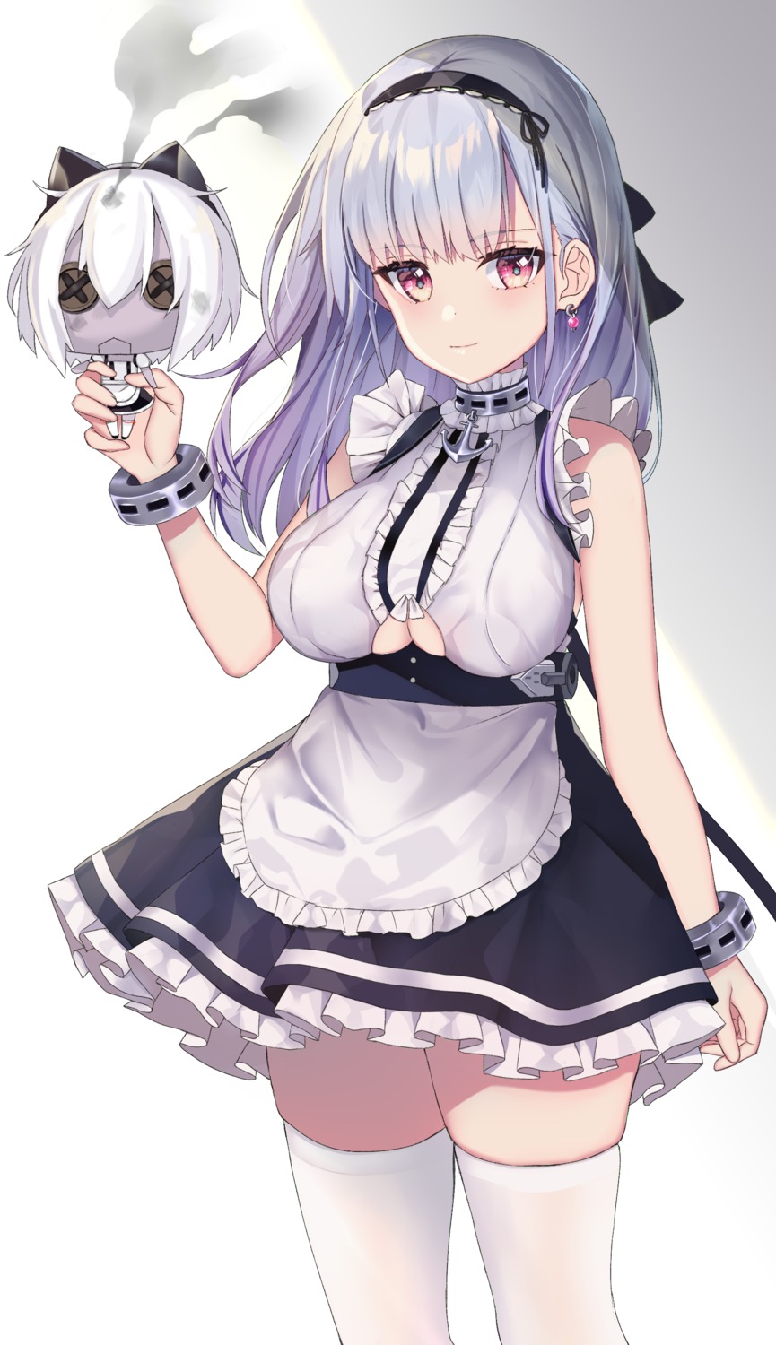 azur_lane chibi dido_(azur_lane) maid mkichi thighhighs