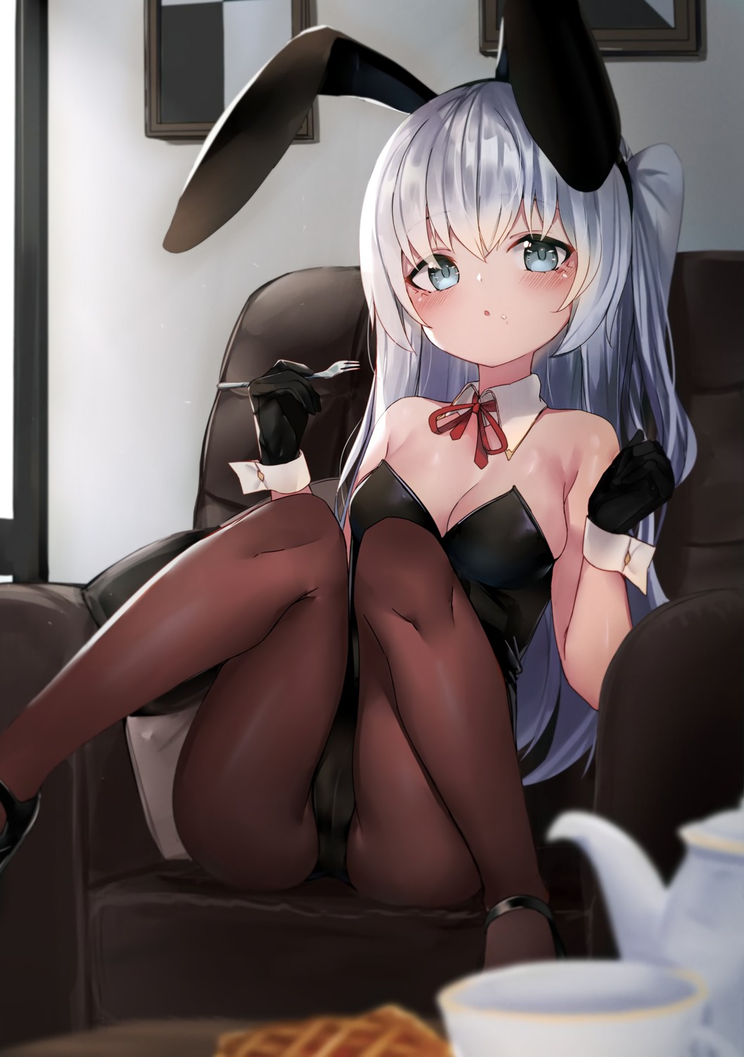 animal_ears bunny_ears bunny_girl kure_(kure_ng) no_bra pantyhose