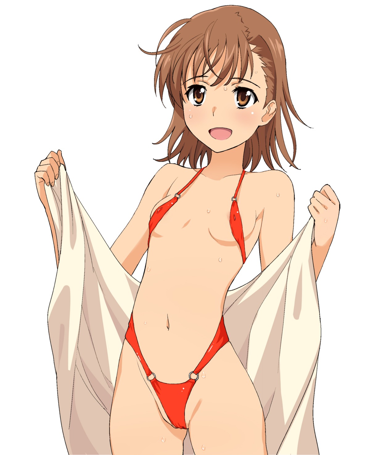 a1 areola bikini breasts erect_nipples initial-g misaka_mikoto swimsuits to_aru_kagaku_no_railgun to_aru_majutsu_no_index towel