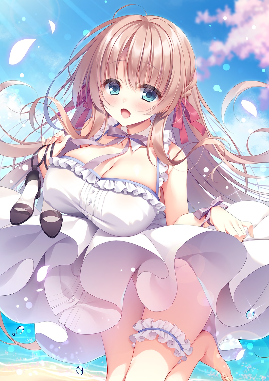 cleavage dress garter skirt_lift summer_dress yatanuki_kei