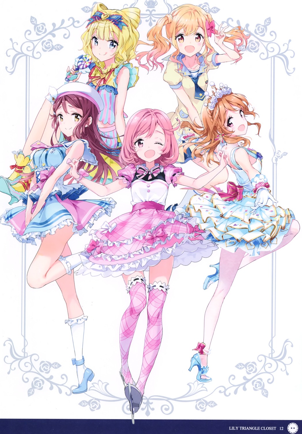 aikatsu! aikatsu_stars! atelier_tiv_artworks ayase_naru crossover love_live!_sunshine!! minami_mirei nijino_yume oozora_akari pretty_rhythm pretty_rhythm:_rainbow_live pretty_series pripara sakurauchi_riko seifuku thighhighs tiv