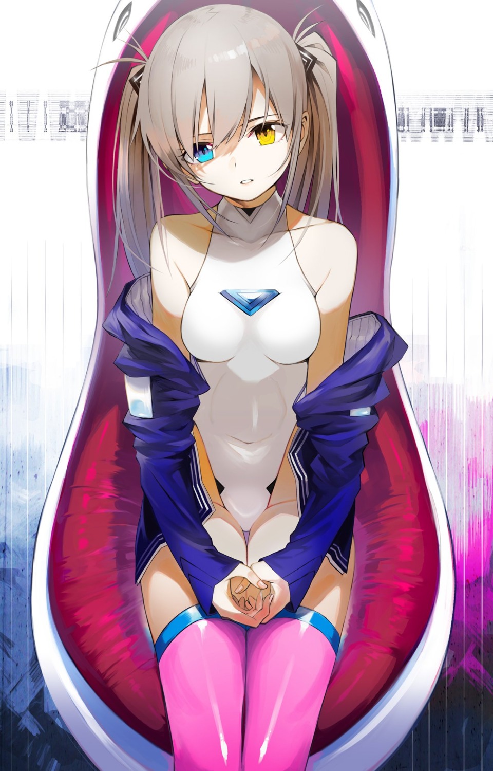 heterochromia leotard open_shirt thighhighs tokichi