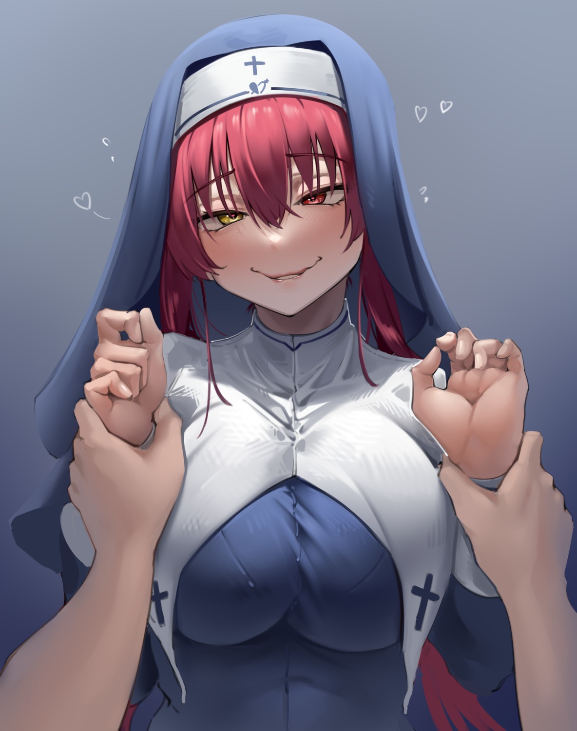 harris_hero heterochromia hololive houshou_marine nun