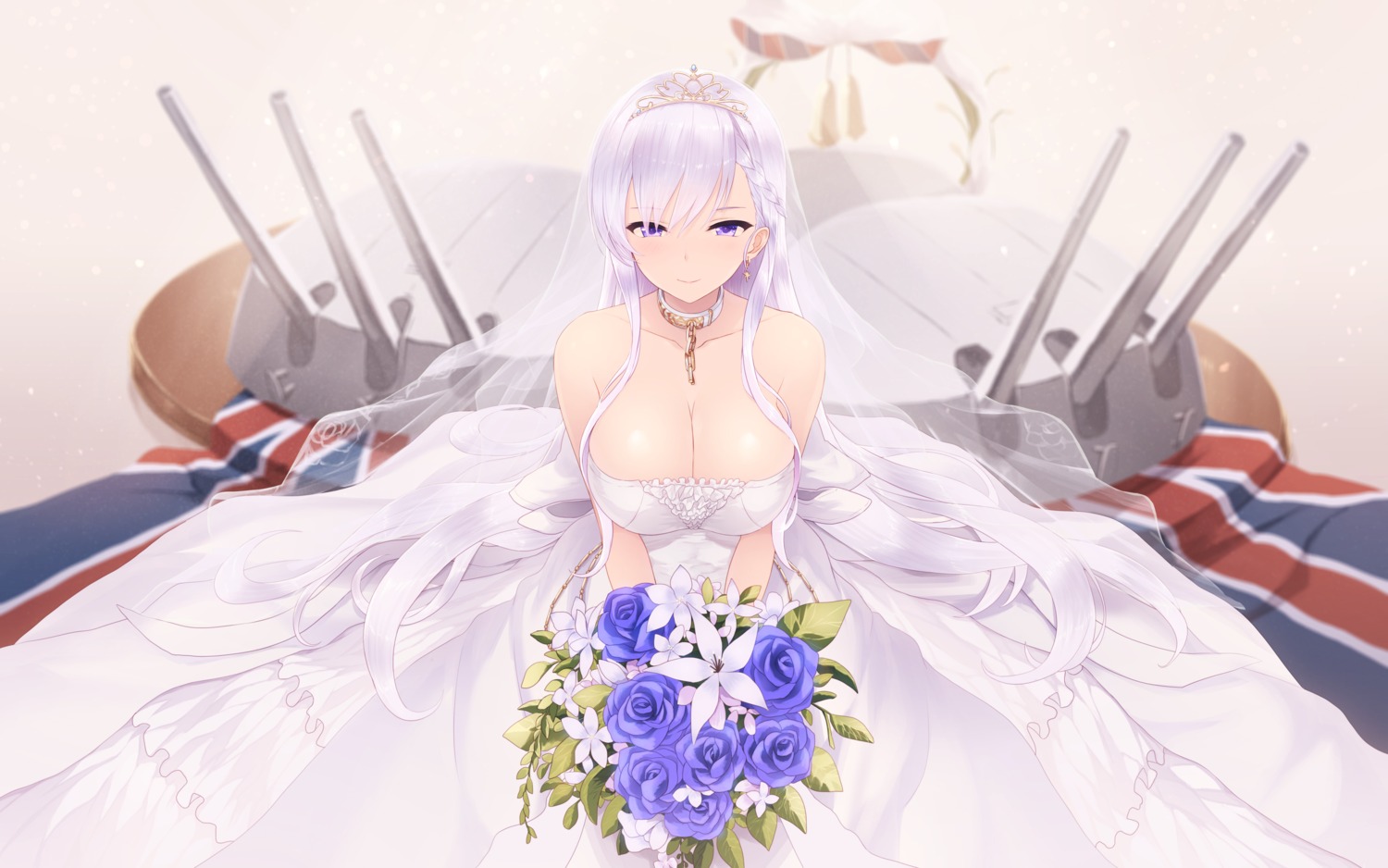 azur_lane belfast_(azur_lane) cait cleavage dress wedding_dress