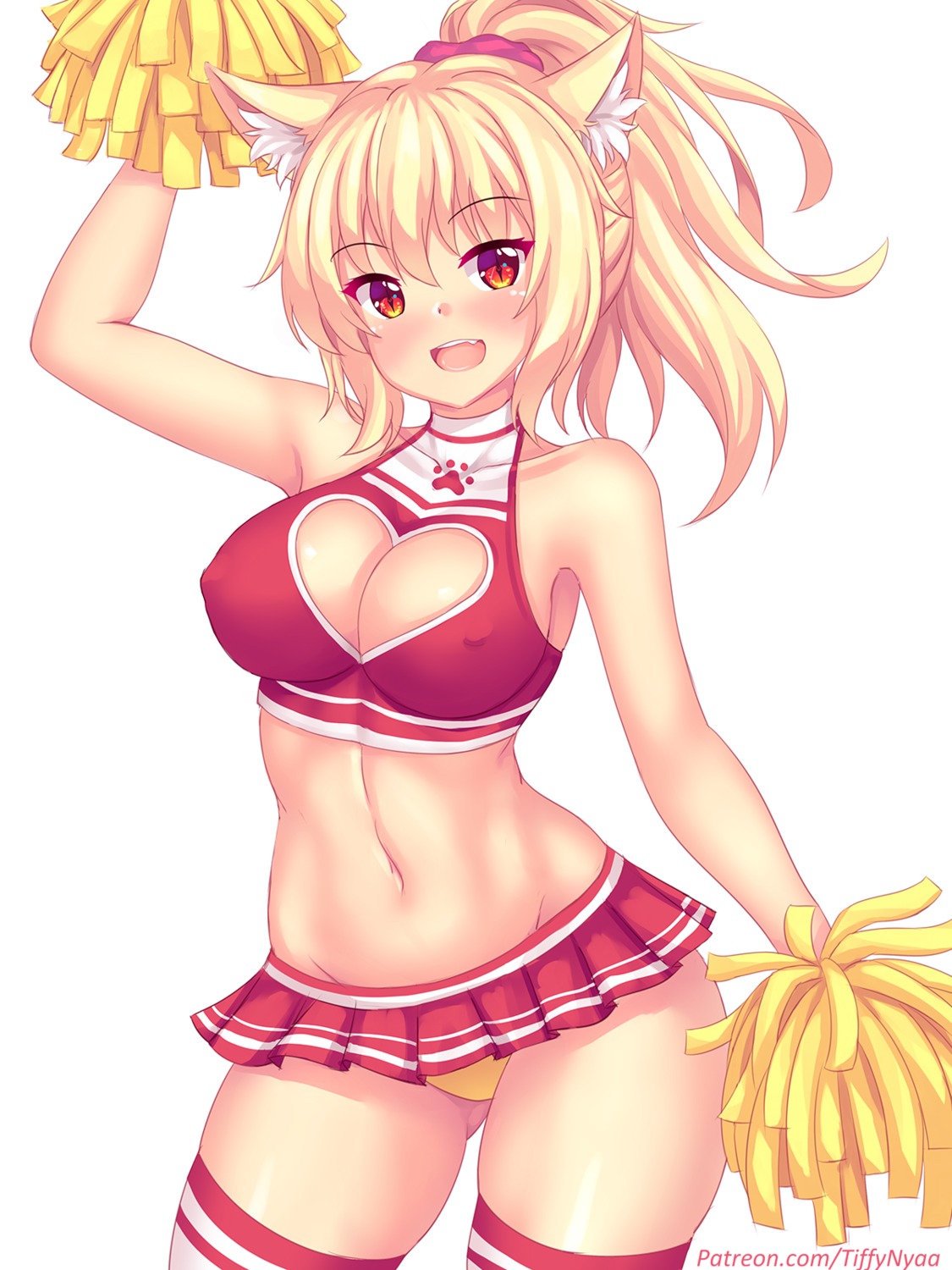 animal_ears cheerleader cleavage erect_nipples fast-runner-2024 nekomimi pantsu tail thighhighs tiffy