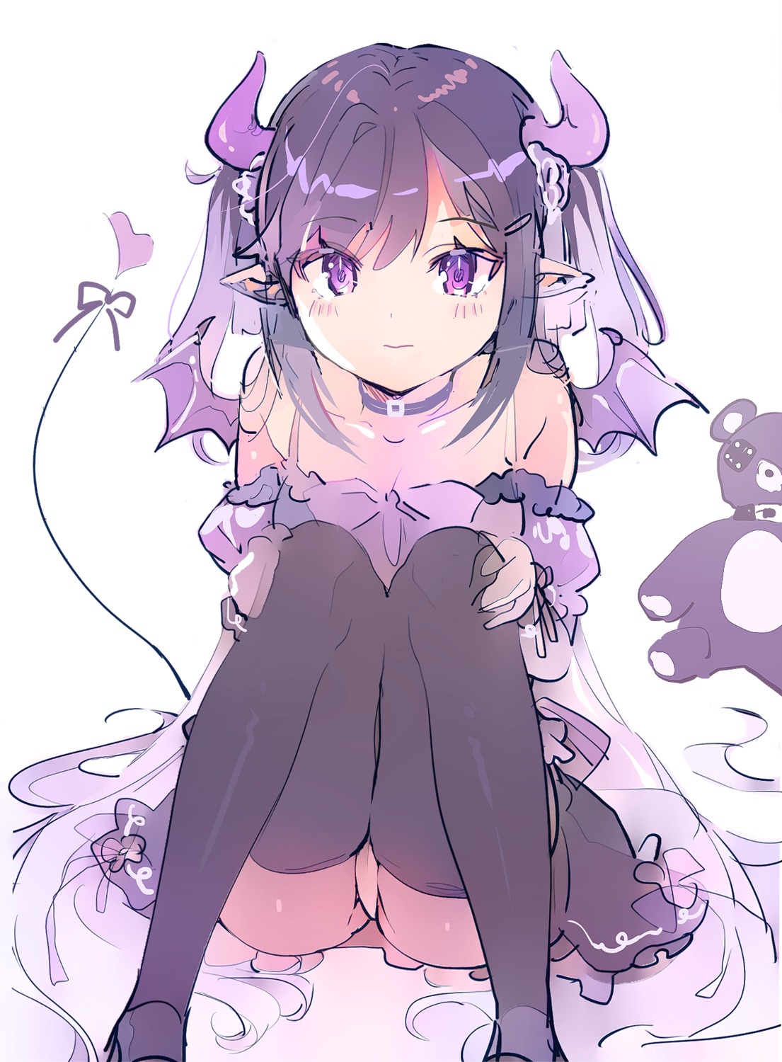 cameltoe cleavage cpqm horns pantsu pointy_ears sketch skirt_lift tail thighhighs wings