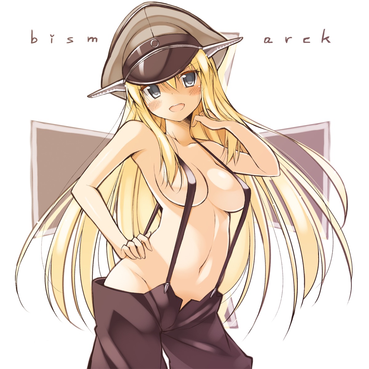 bismarck_(kancolle) kantai_collection nopan oota_yuuichi topless underboob