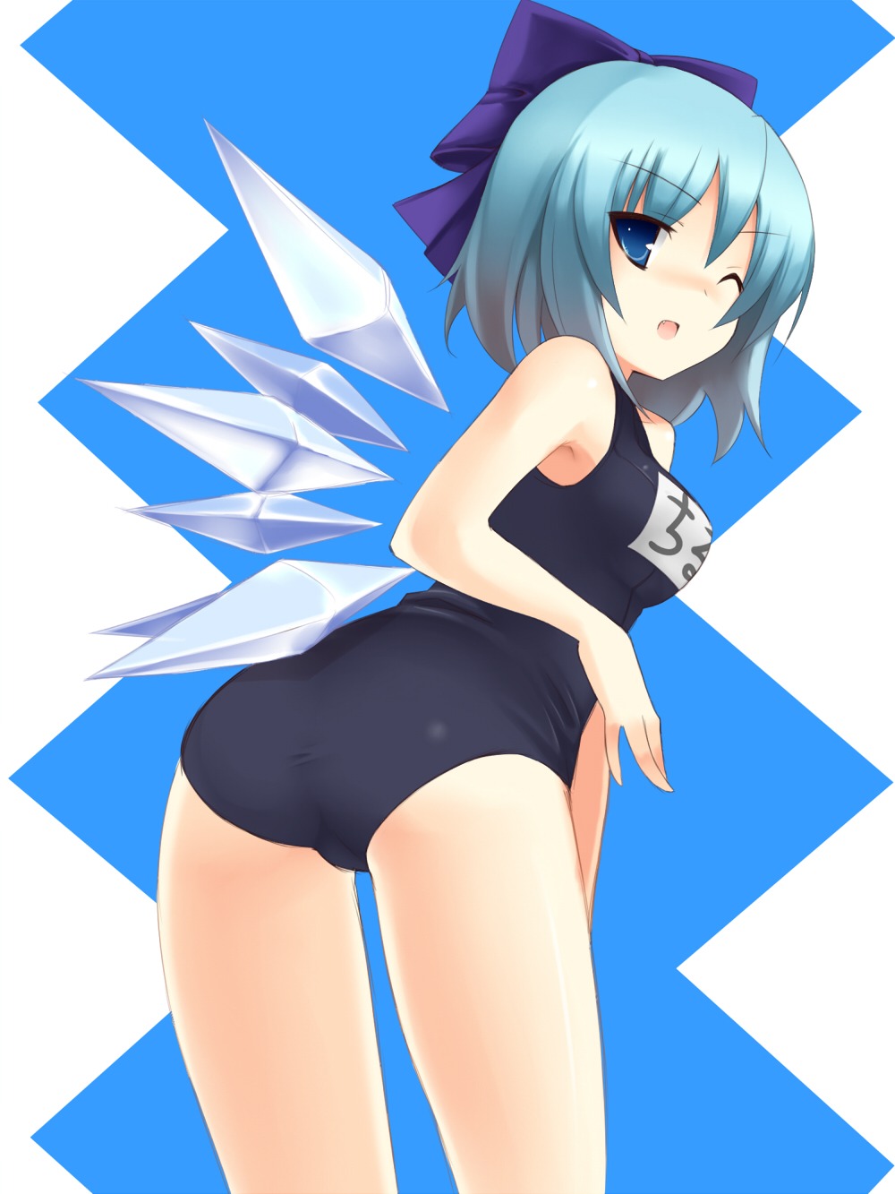 ass cirno school_swimsuit swimsuits touhou tsukumiya_amane wings