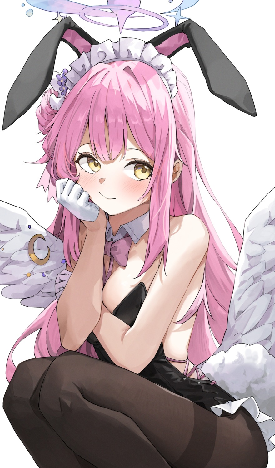 angel animal_ears blue_archive bunny_ears bunny_girl jeon_(user_ywaw3774) misono_mika no_bra pantyhose tail wings