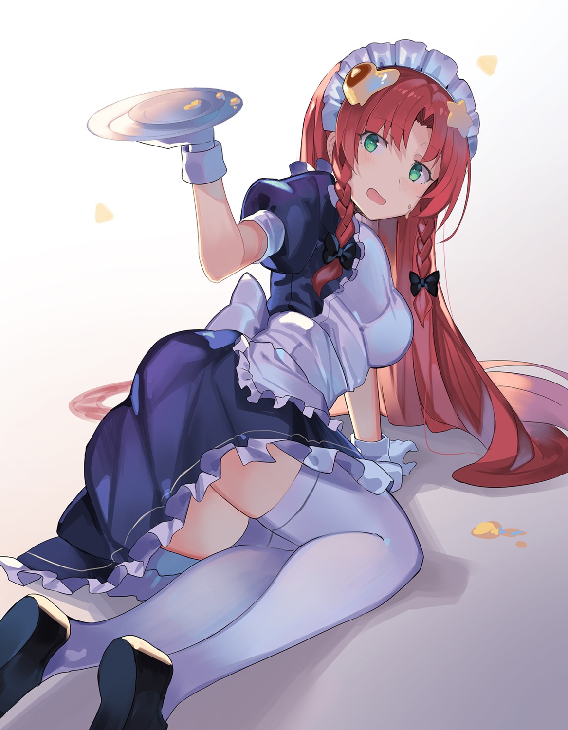 hong_meiling maid rin_falcon skirt_lift thighhighs touhou