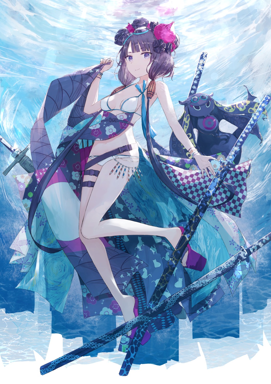 bikini fate/grand_order garter katsushika_hokusai_(fate) swimsuits sword thkani