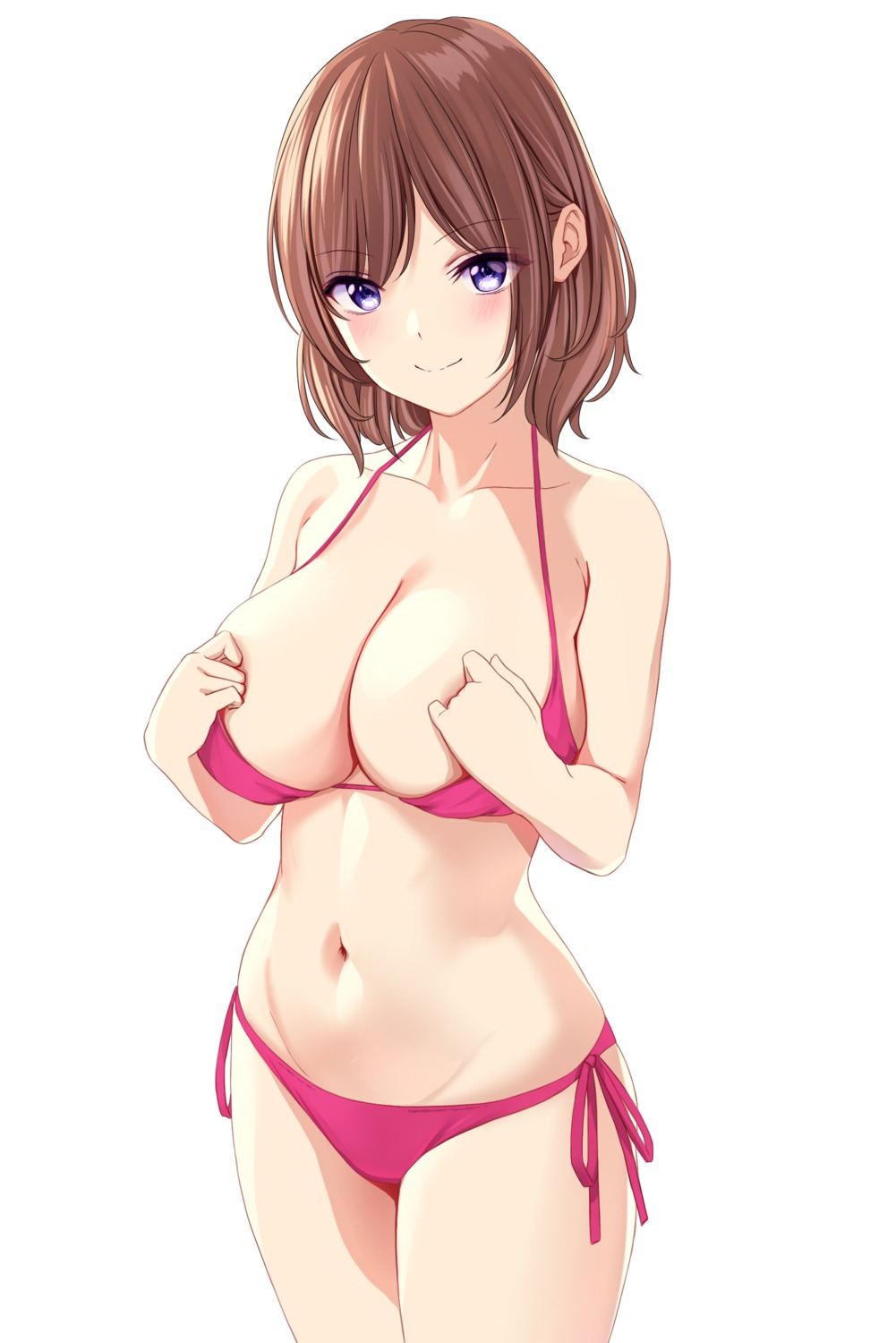 areola bikini breast_hold marui_koishi swimsuits