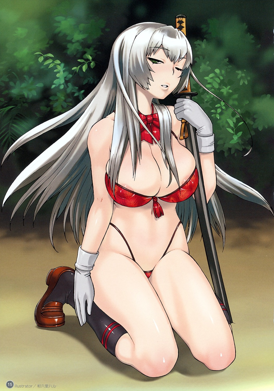 areola bikini chouun_shiryuu cleavage erect_nipples ikkitousen ikkitousen~dragon_destiny~ swimsuits sword wamusato_haru