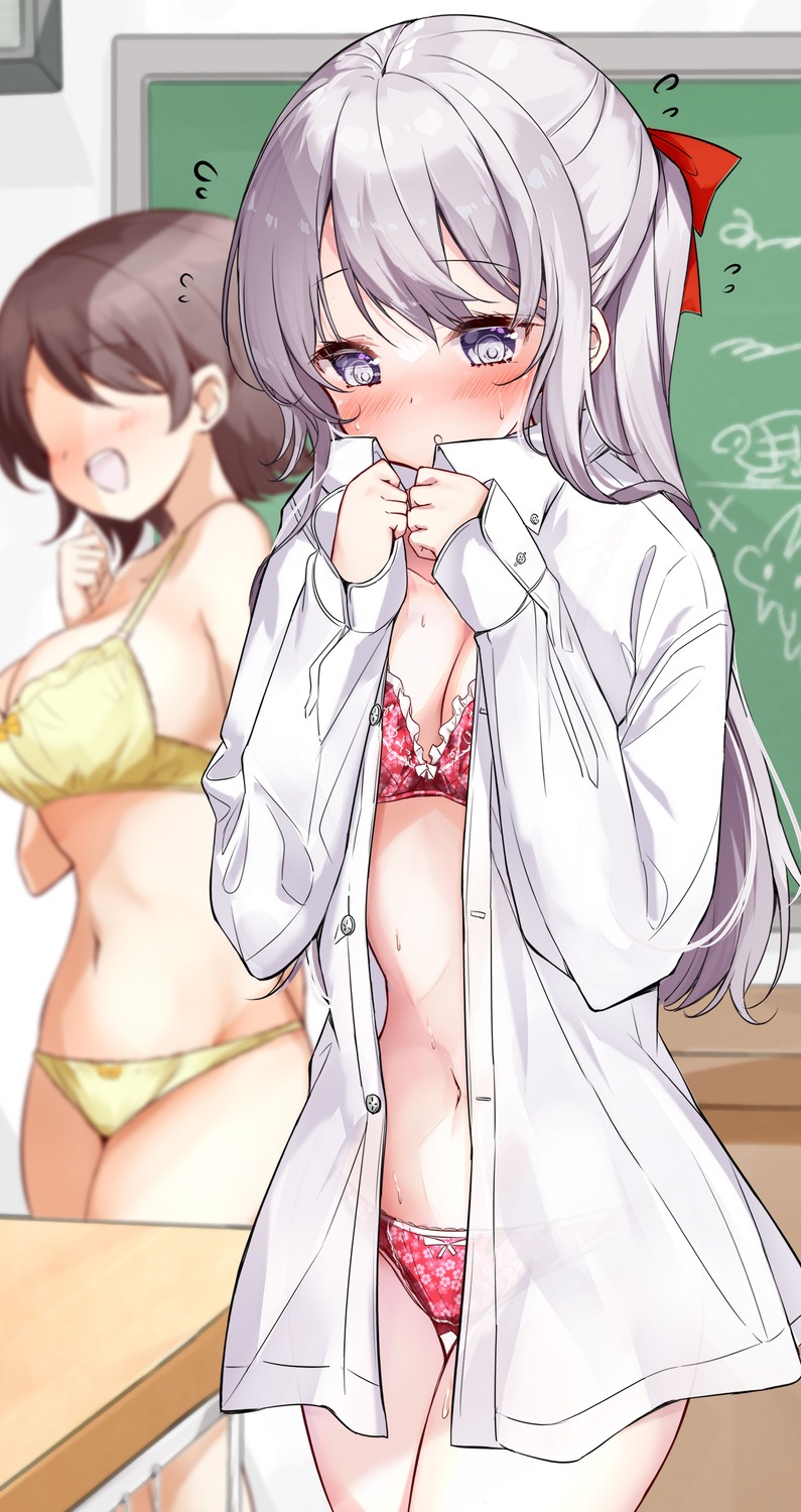 bra dress_shirt hamaken open_shirt pantsu