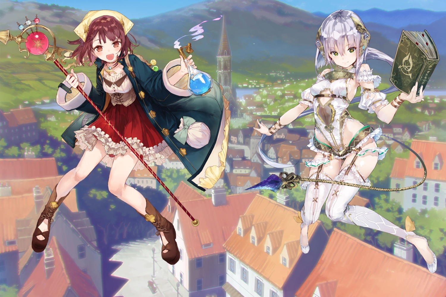 atelier atelier_sophie horns koei_tecmo no_bra noco plachta sophie_neuenmuller stockings tail thighhighs wallpaper weapon yuugen