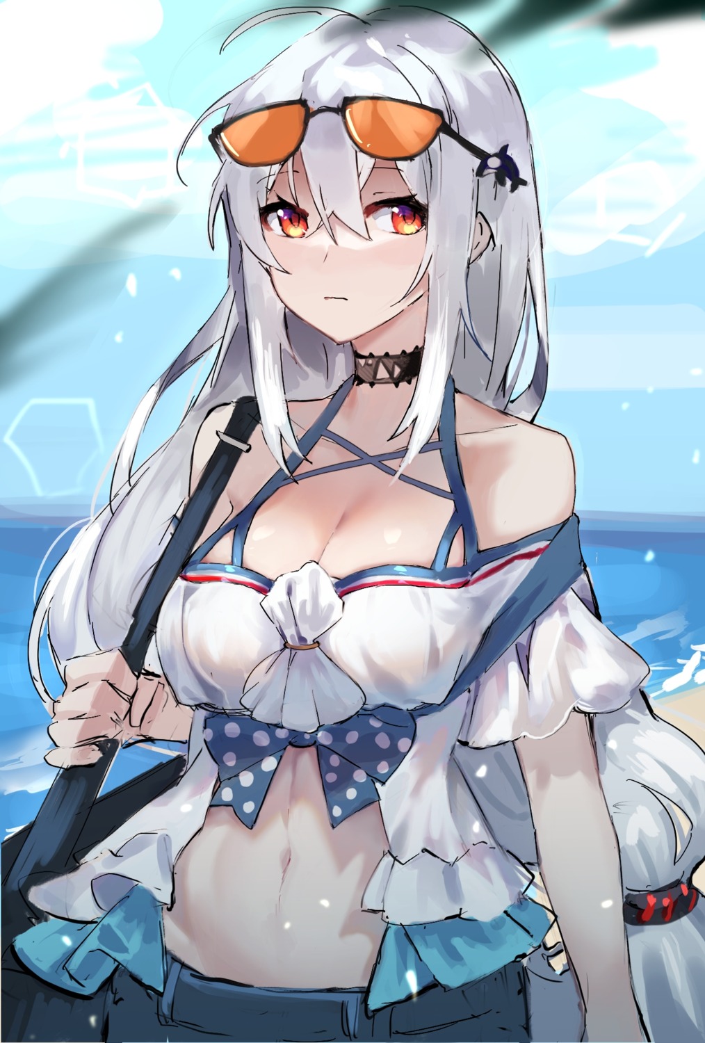 arknights cleavage megane ranggege skadi_(arknights)