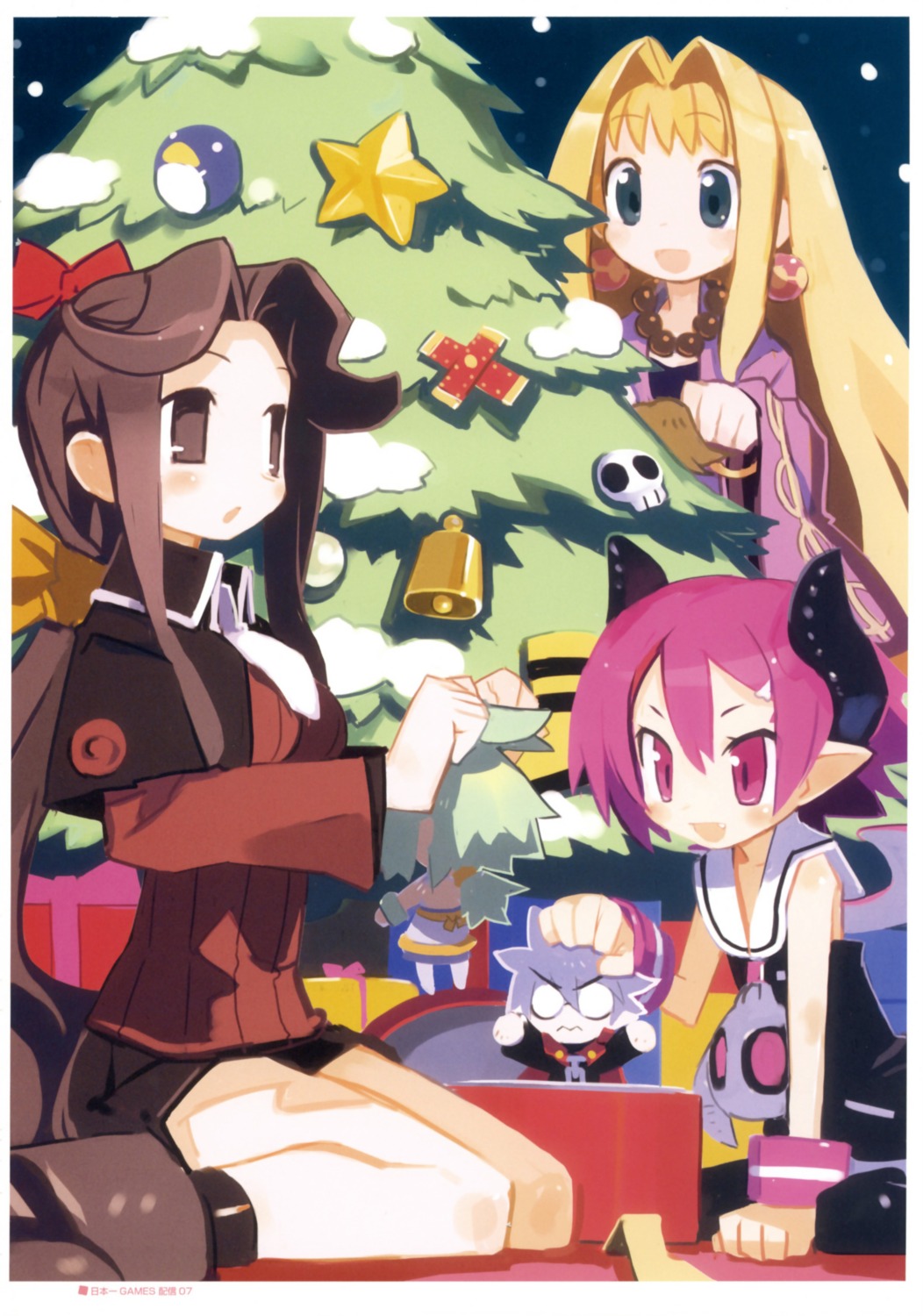 castile cherie_espoir chibi christmas crossover devil disgaea disgaea_3 harada_takehito horns mao_(disgaea) marona pantyhose phantom_brave pointy_ears raspberyl rhapsody seifuku tenshi_no_present