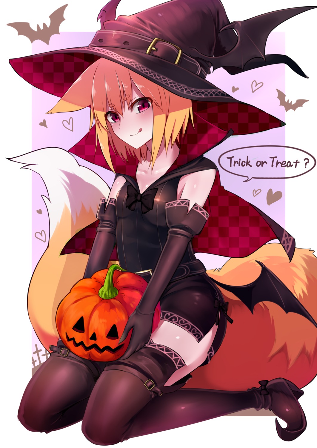 animal_ears dress halloween heels kitsune sukemyon tail thighhighs wings witch