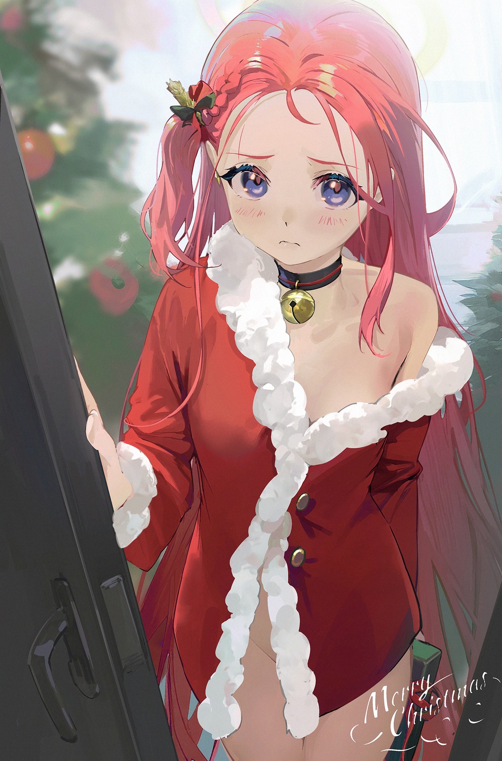 blue_archive bottomless christmas drive_shot hanaoka_yuzu loli no_bra open_shirt