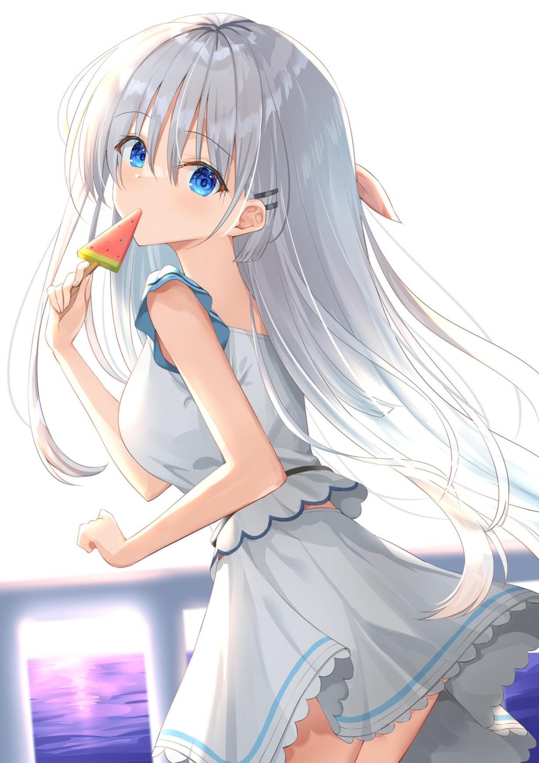 kanaria_hisagi naruse_shiroha skirt_lift summer_pockets summer_pockets_reflection_blue