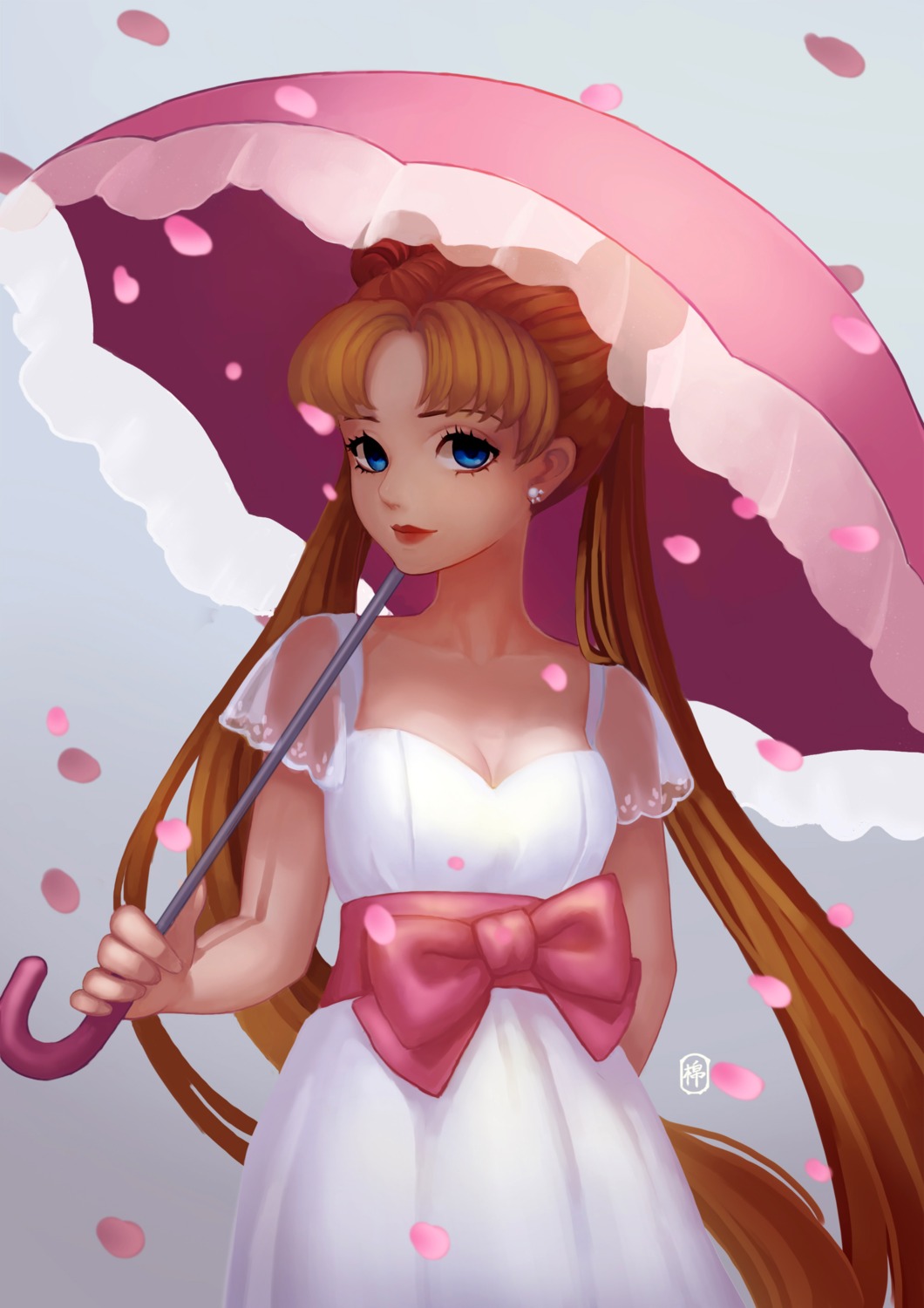 cleavage dress mian_mie sailor_moon tsukino_usagi umbrella