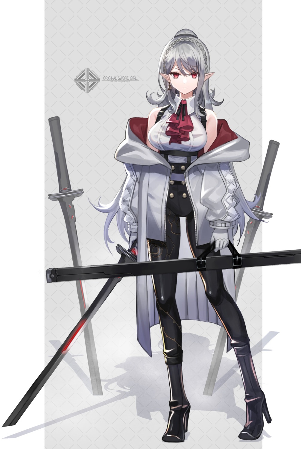 amahara_subaru heels pointy_ears sword