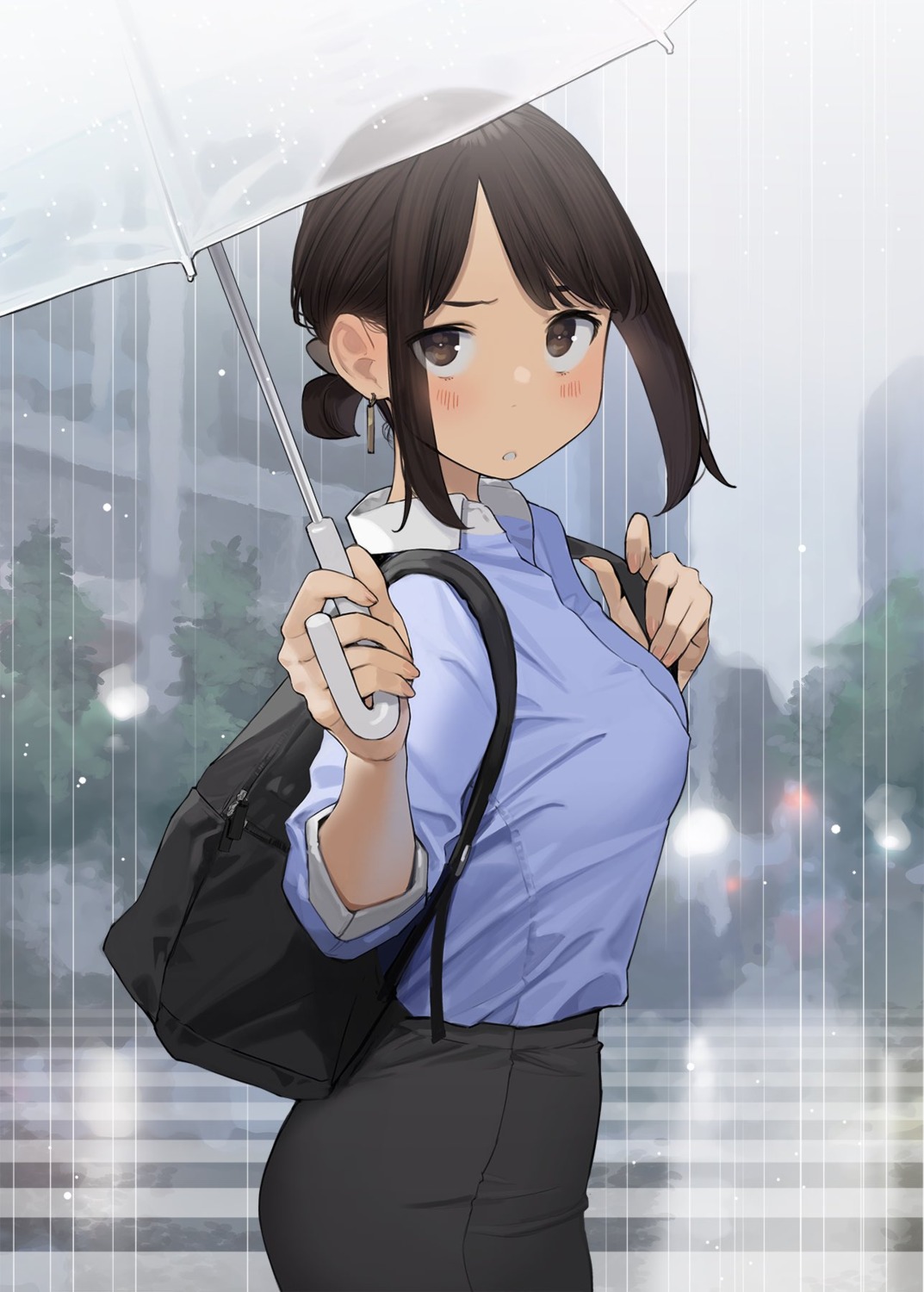 dress_shirt ganbare_douki-chan umbrella yom