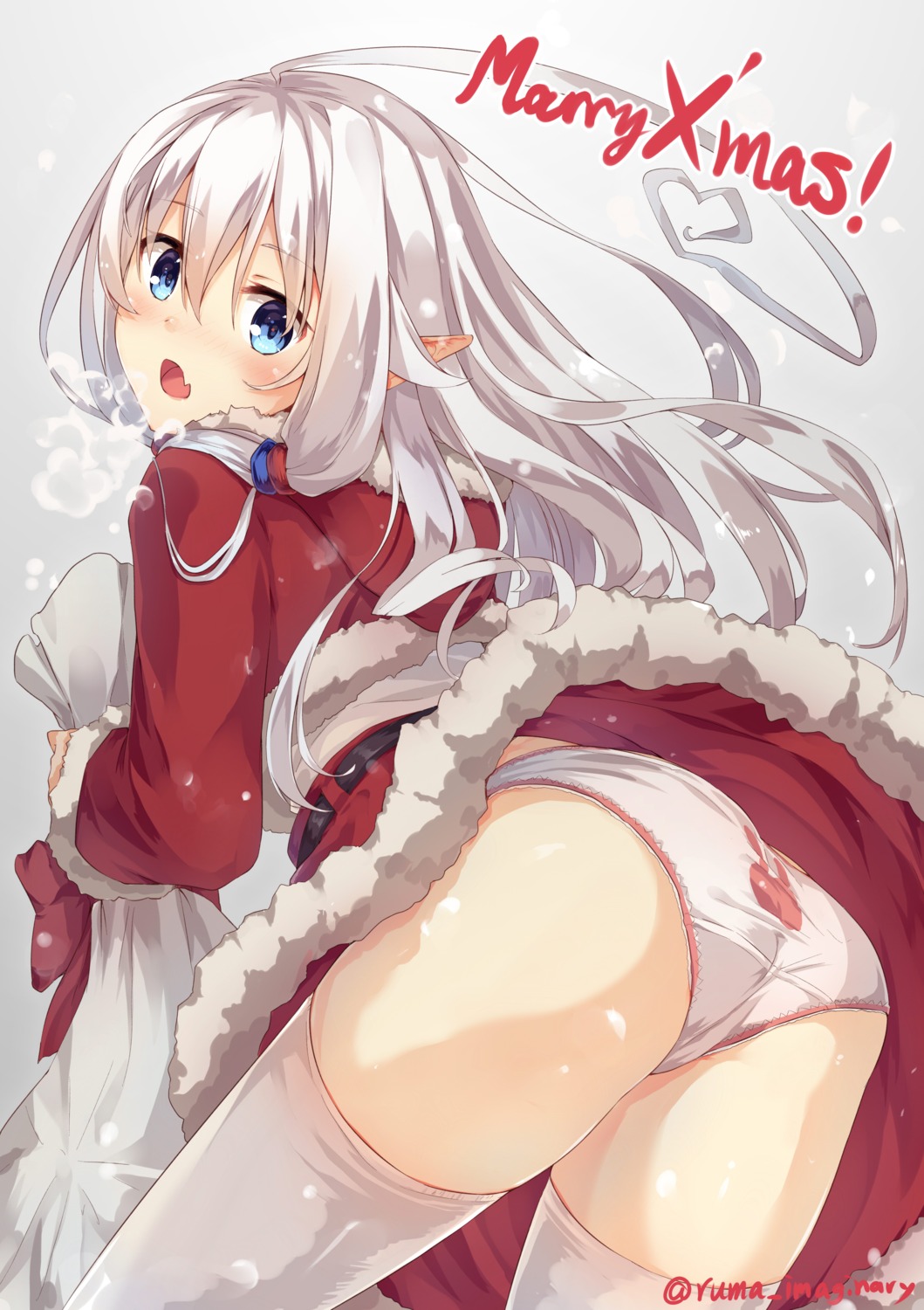 ass cameltoe christmas pantsu pointy_ears ruma_imaginary thighhighs