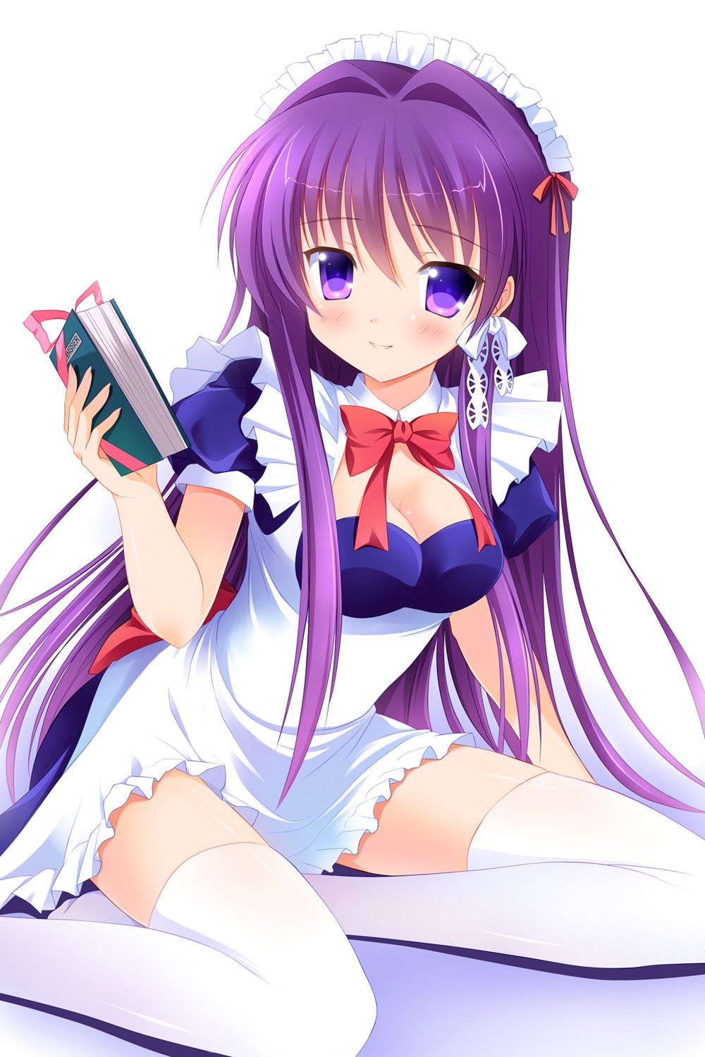 clannad cleavage fujibayashi_kyou maid thighhighs yagami-all_hail_nanao