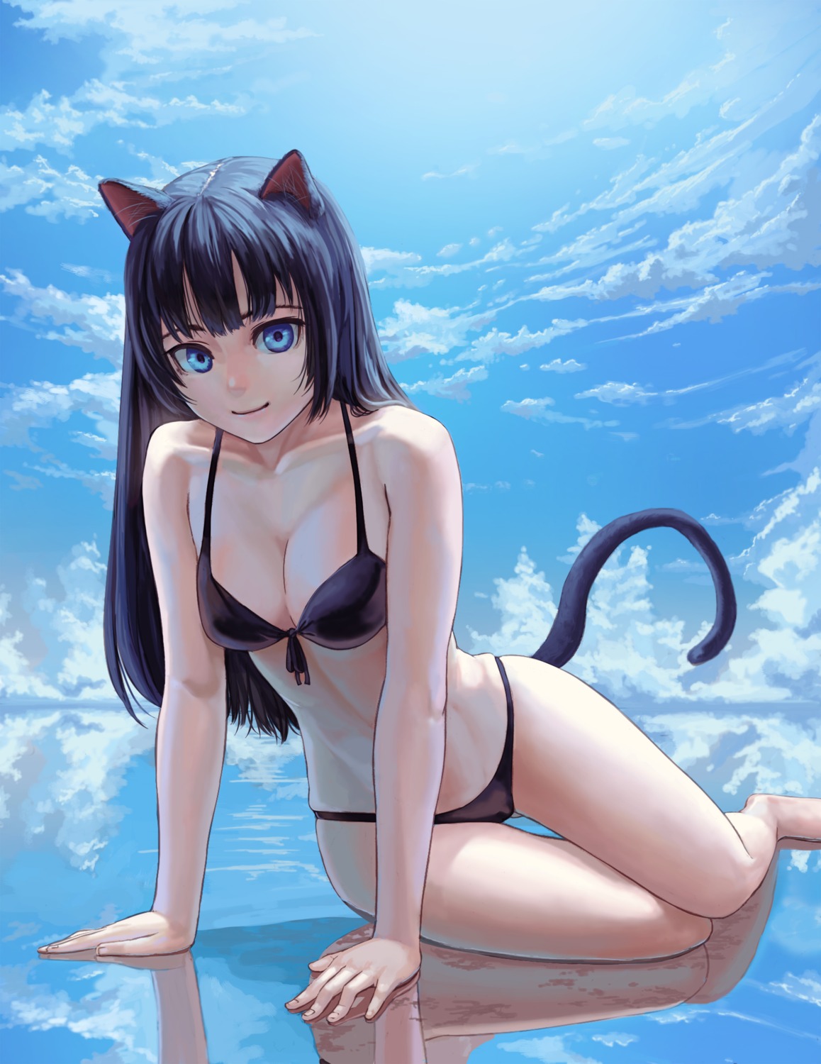 animal_ears bikini cleavage lasterk nekomimi swimsuits tail