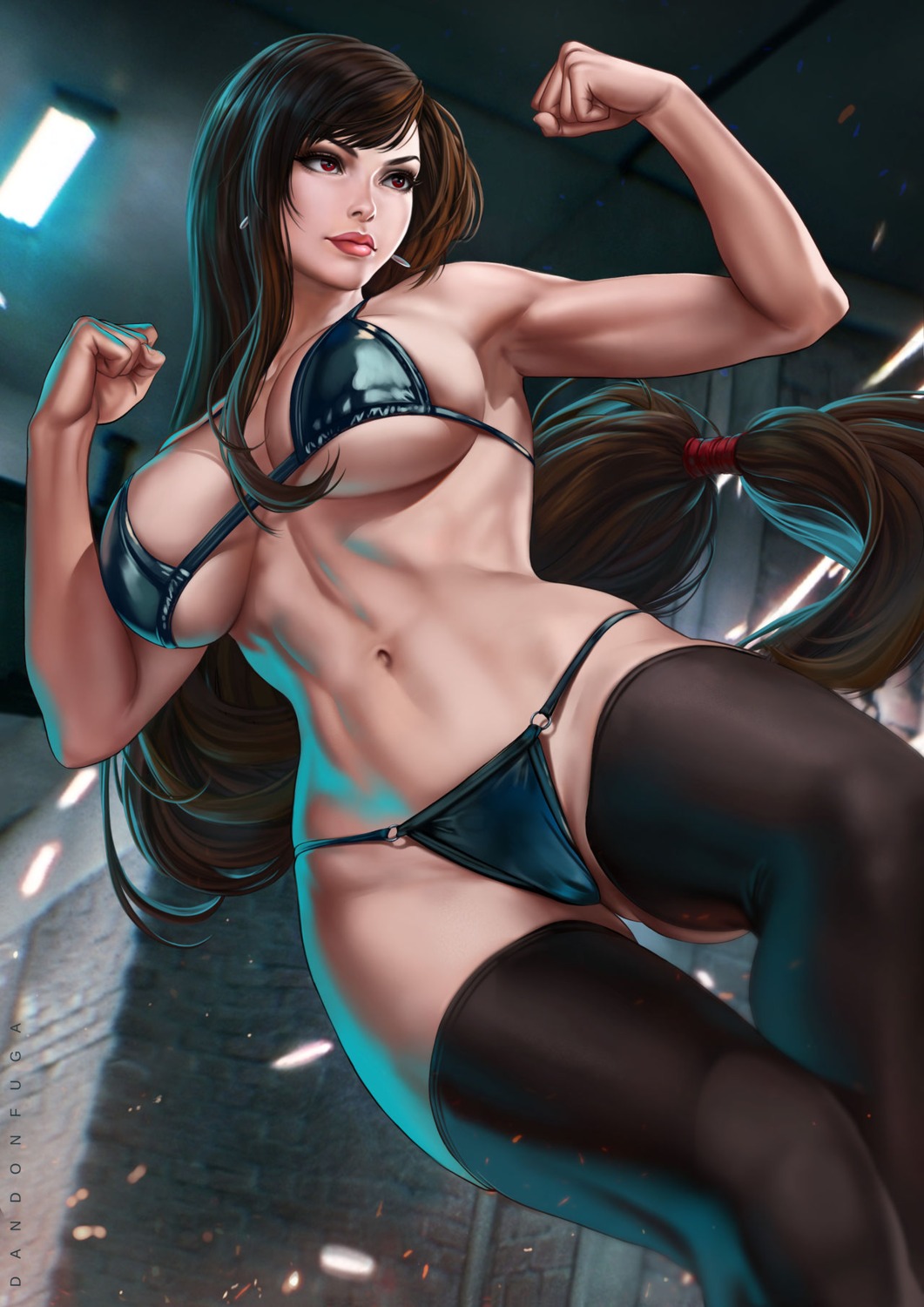 bikini cameltoe dandon_fuga final_fantasy final_fantasy_vii swimsuits thighhighs tifa_lockhart