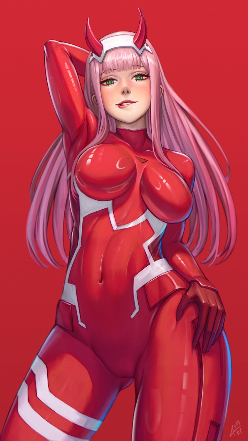 ava_(ava31) bodysuit cameltoe darling_in_the_franxx horns zero_two_(darling_in_the_franxx)