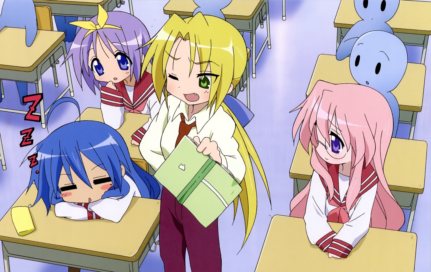 hiiragi_tsukasa izumi_konata kuroi_nanako lucky_star seifuku takara_miyuki