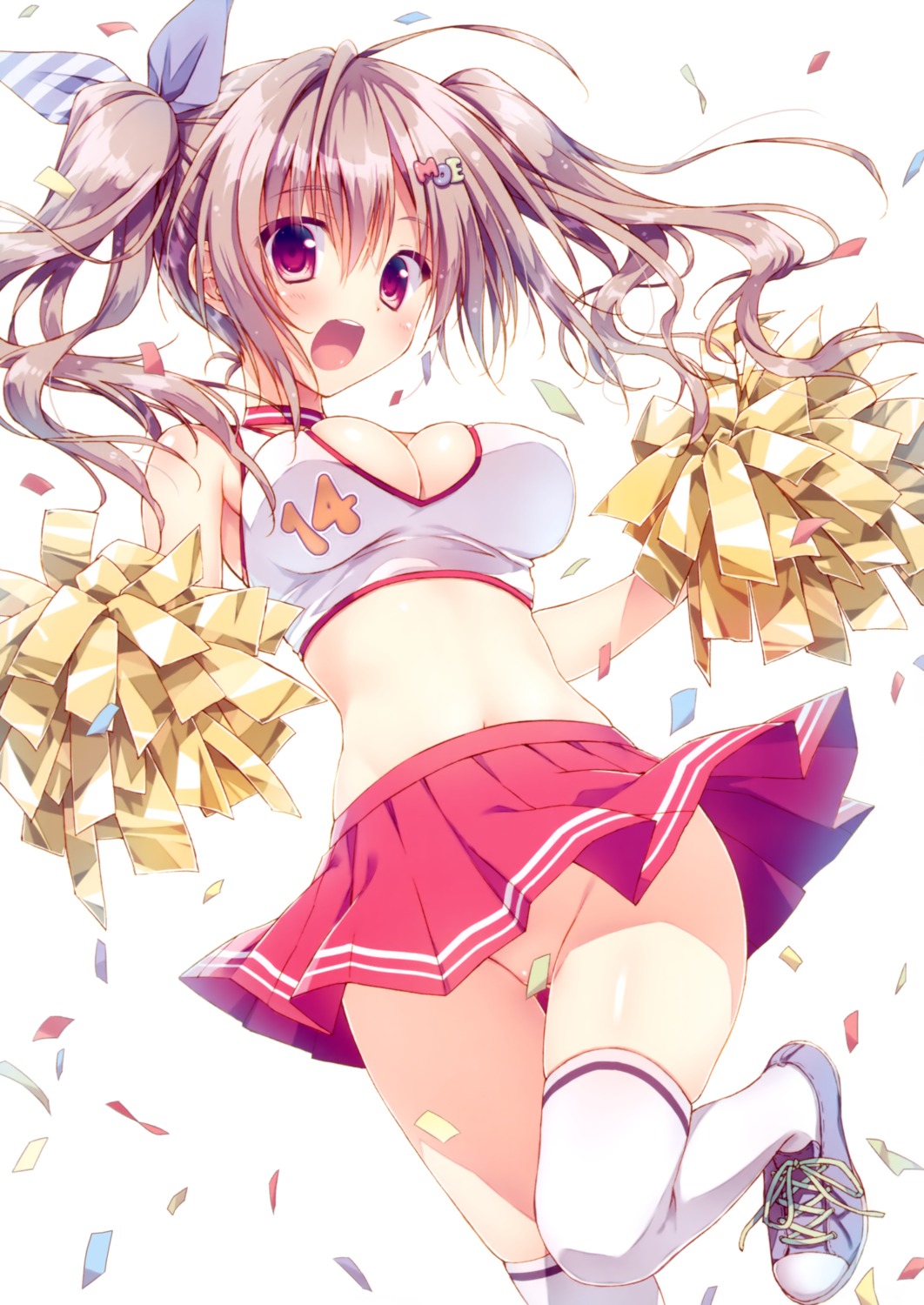 cheerleader cleavage erect_nipples no_bra nopan ryohka thighhighs