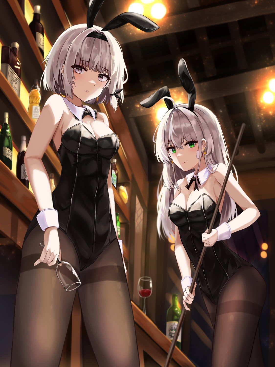 animal_ears bandaid bunny_ears bunny_girl hamu_(hvmzld123) no_bra pantyhose