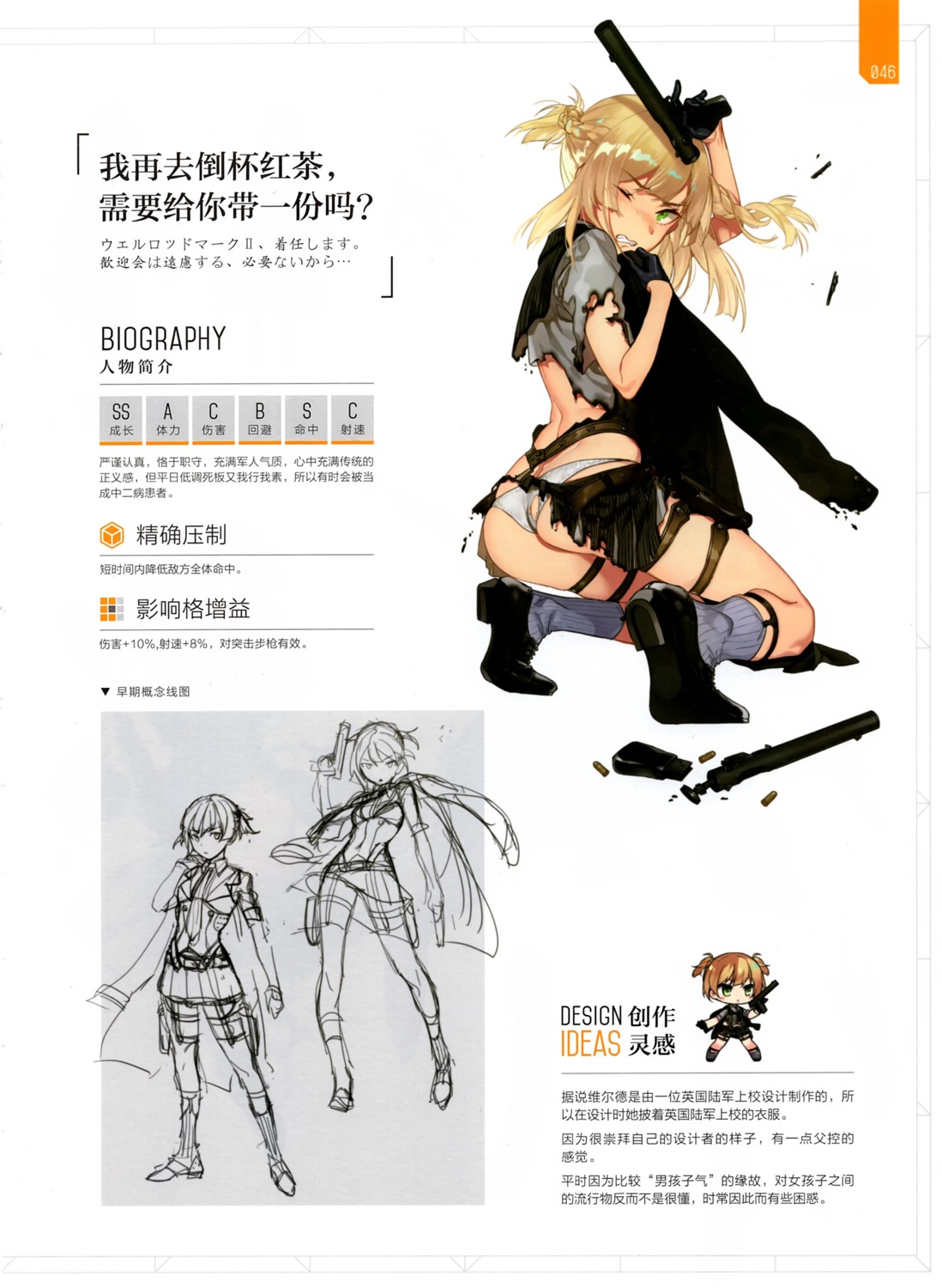 ass eroushi girls_frontline gun heels pantsu torn_clothes uniform welrod_mk2_(girls_frontline)