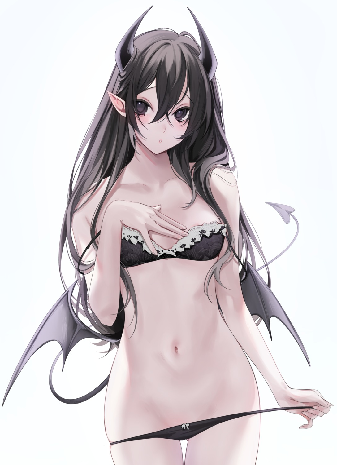 areola bra devil horns ompf pantsu panty_pull pointy_ears tail undressing wings