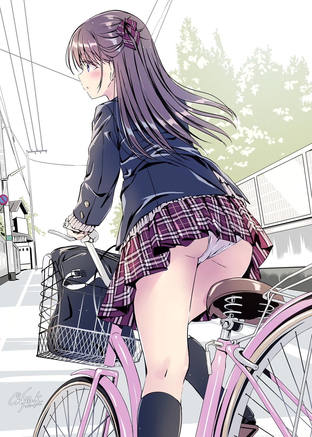 ass cameltoe kobayashi_chisato pantsu seifuku shishunki_complex skirt_lift sweater