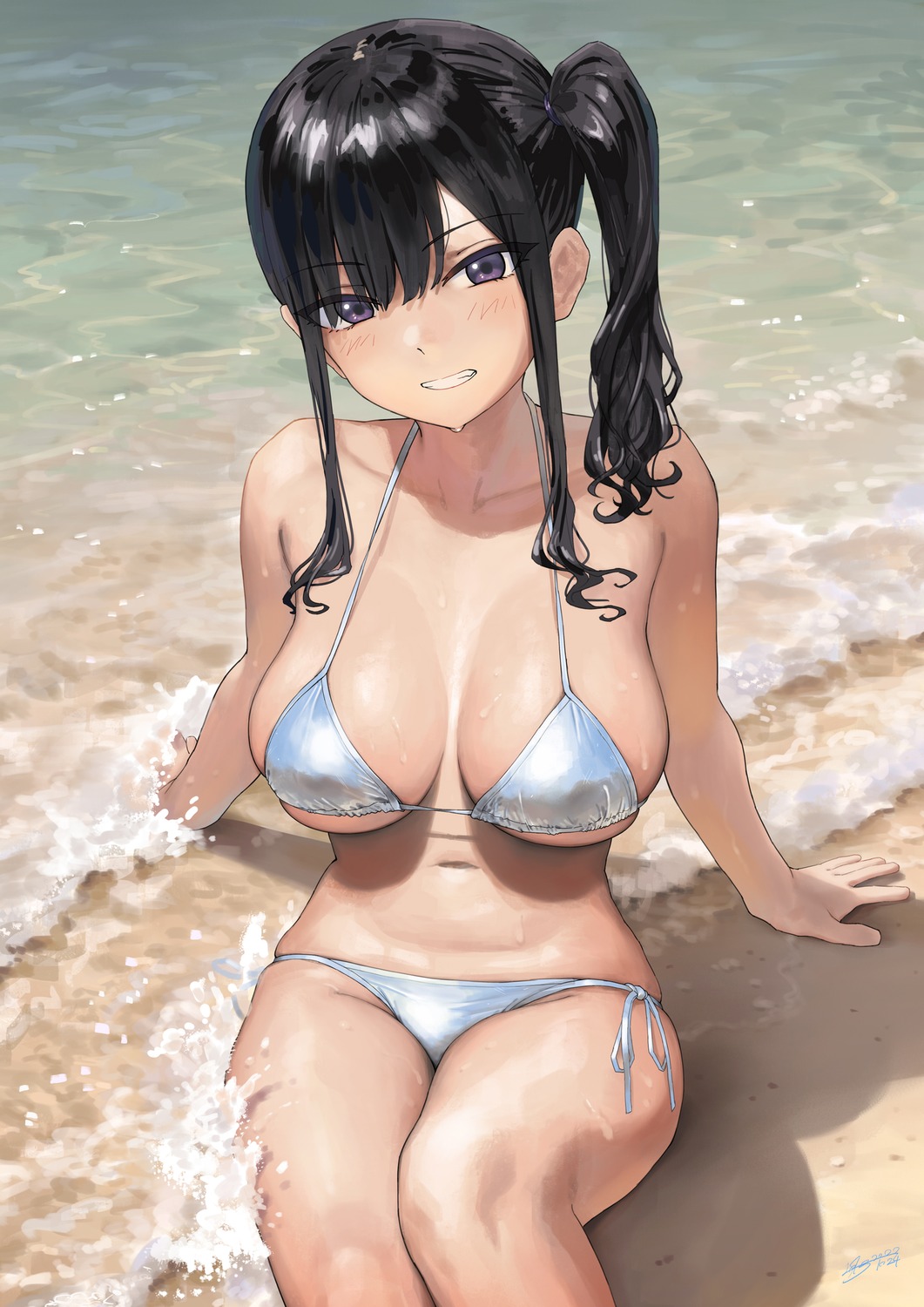 bikini erect_nipples gaki_kyonyuu kaedeko_(kaedelic) sasaki_miyuki swimsuits wet
